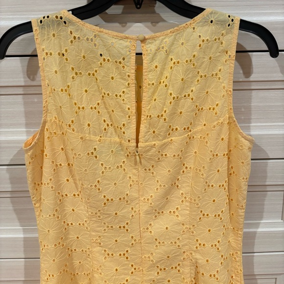 Butter Yellow White House | Black Market Eyelet Embroidered Floral Sheath Dress - Picture 7 of 11